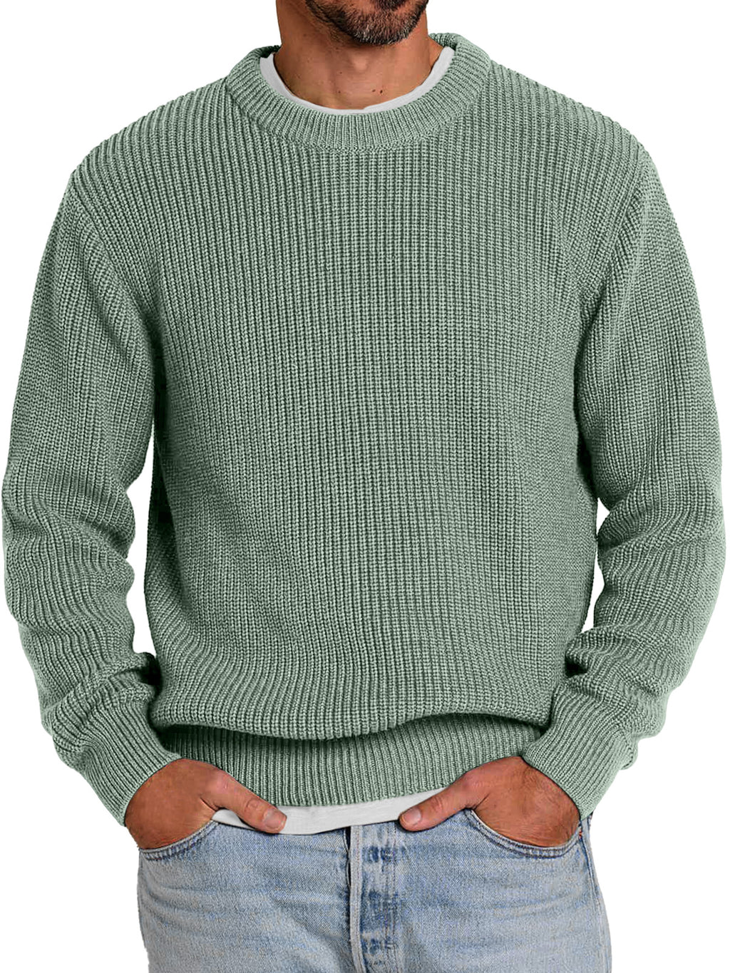 Oliener | Men's Casual Round Neck Solid Color Comfortable Knitted Sweater