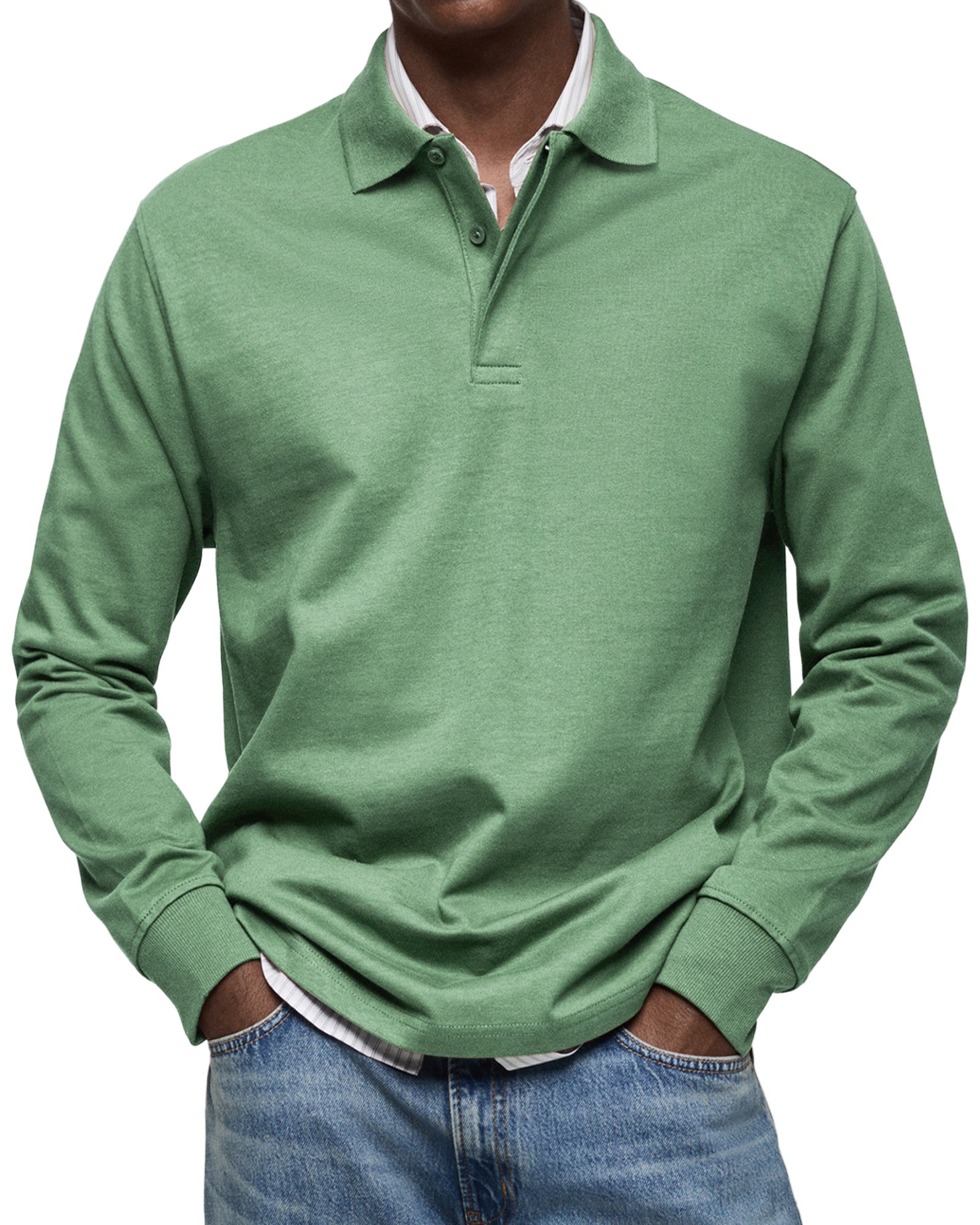 Samann | Men’s Relaxed Fit Long Sleeve Shirt Collar Top