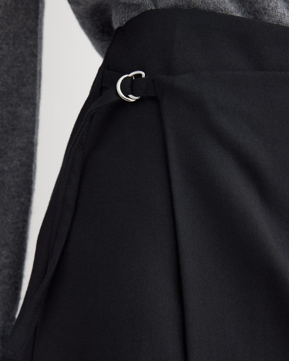 Mini Wrap Skirt in Tailor Twill Fabric | Black