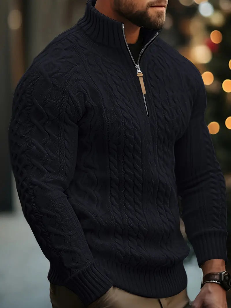 Rabada | Pullover with Half Zipper and Stand-Up Collar