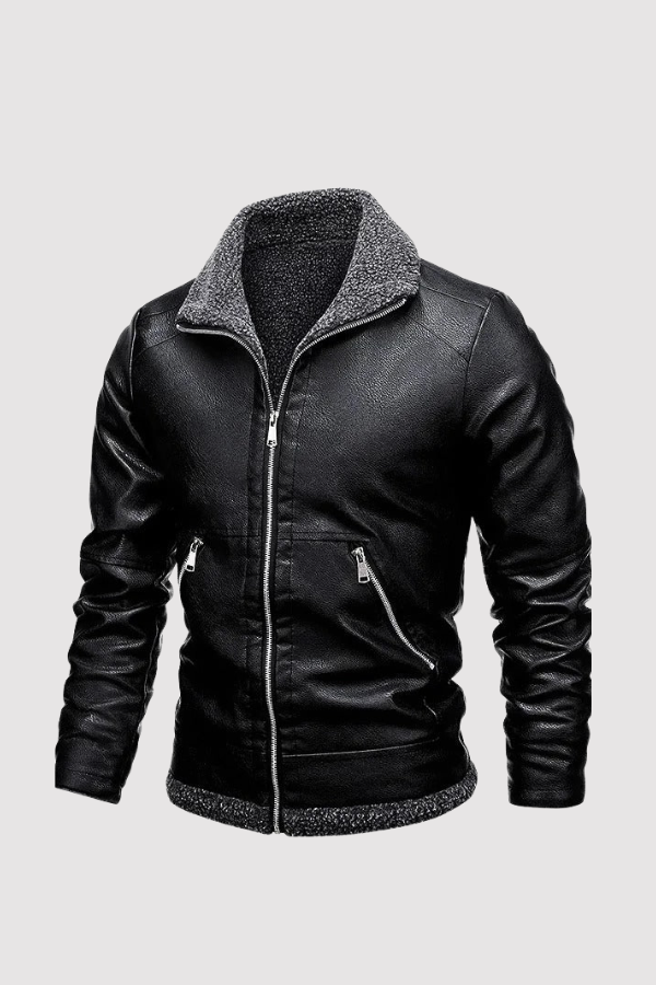 Elegant Fleece-Leather Jacket