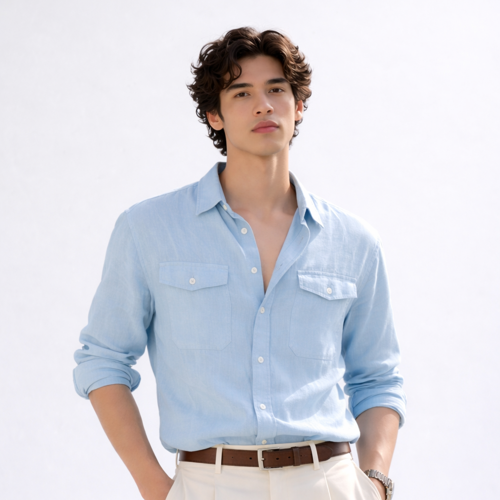 Isak | Solid Color Shirt with Chest Pocket