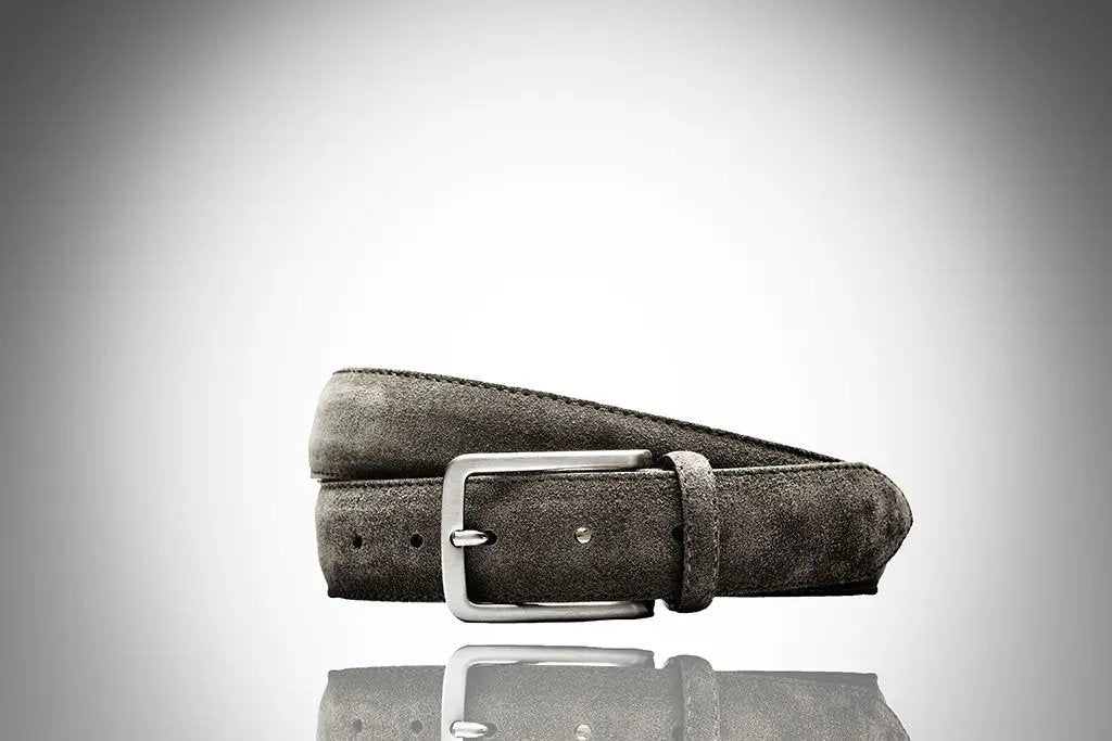 Handmade taupe suede belt