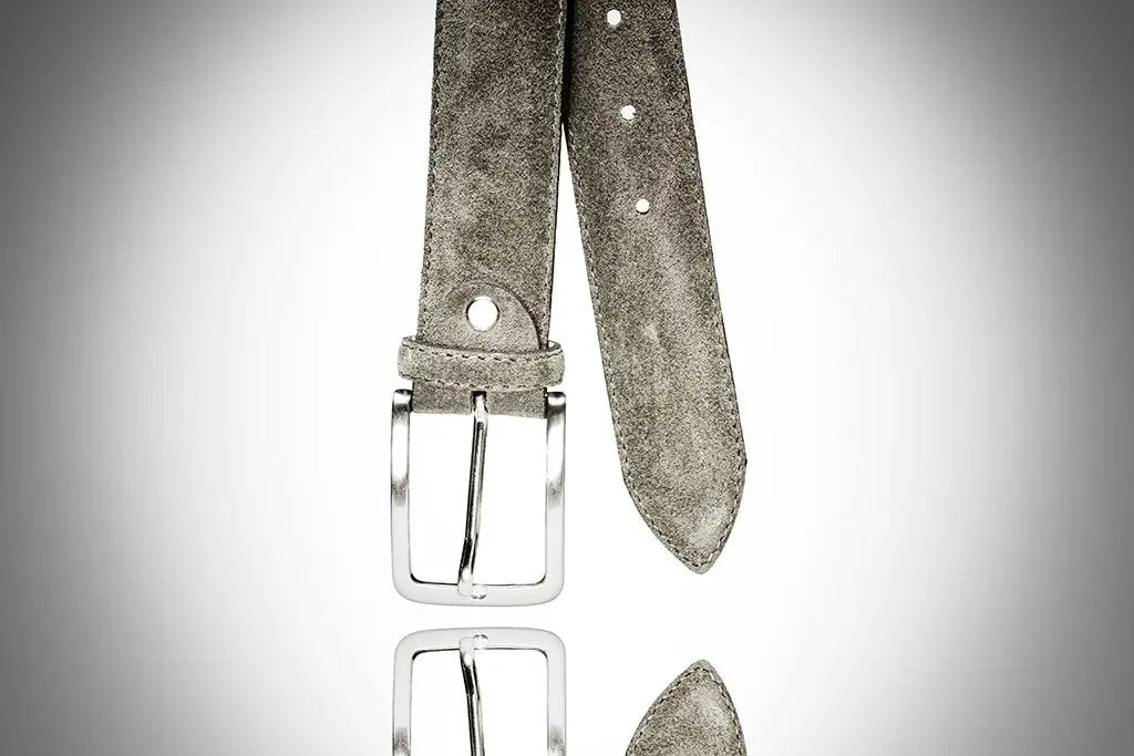 Handmade taupe suede belt