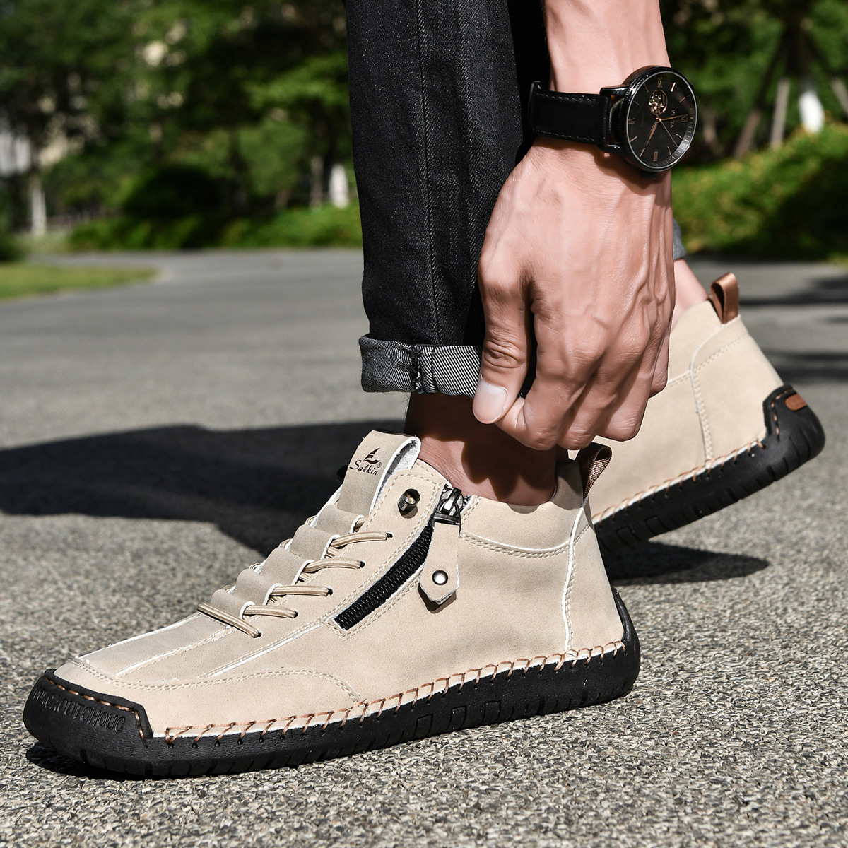 Christian | Nubuck Leather Shoes with Zipper