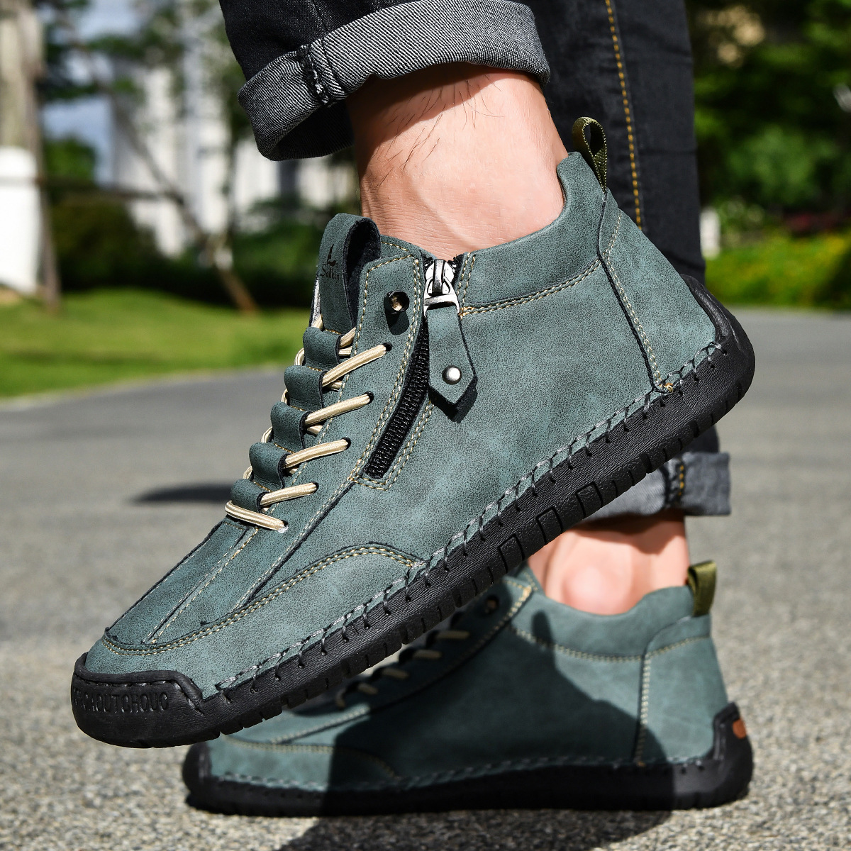 Christian | Nubuck Leather Shoes with Zipper