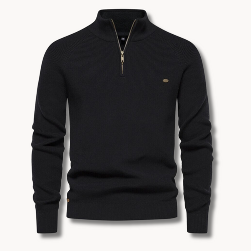 Cedro | Knit Sweater with Stand-up Collar and Zip