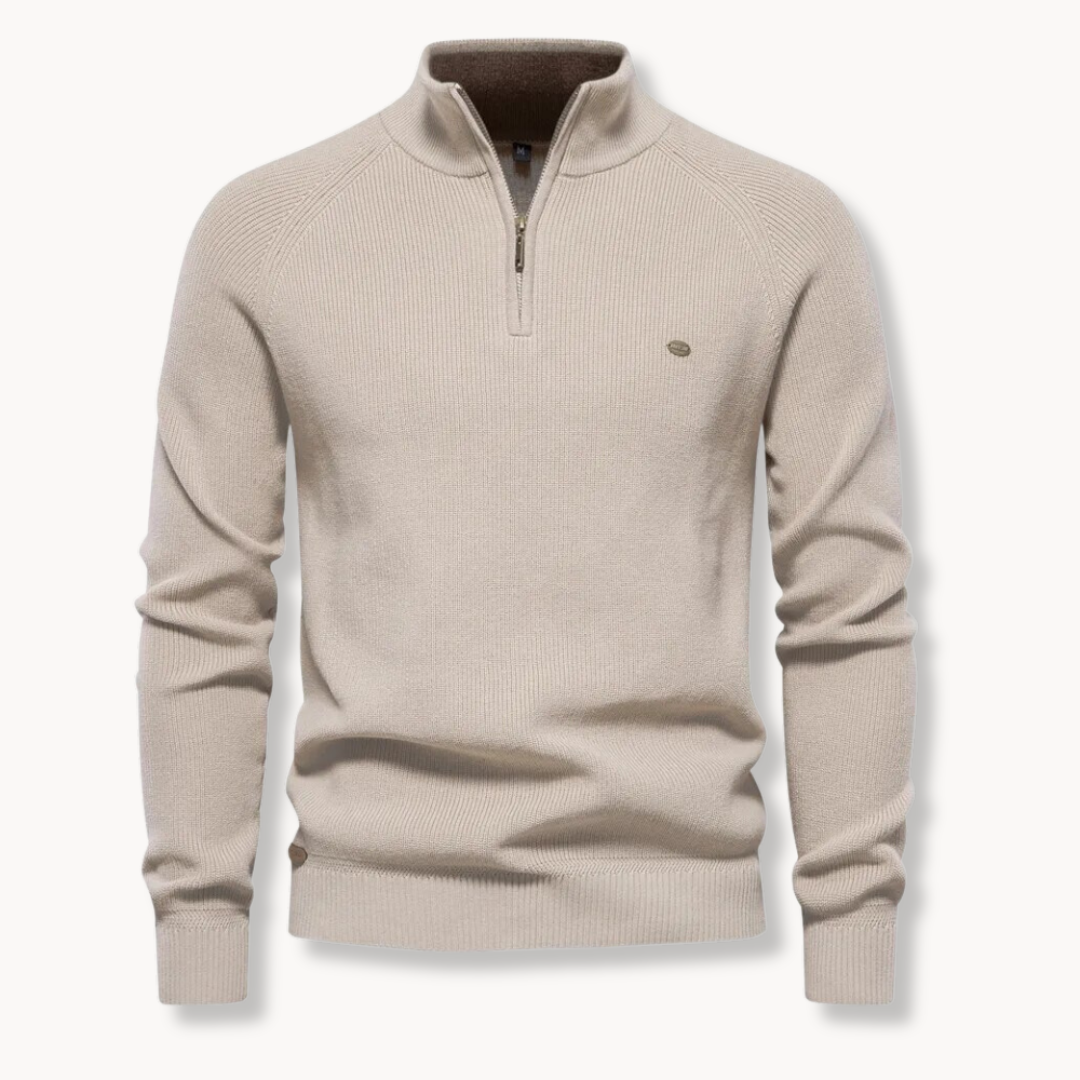 Cedro | Knit Sweater with Stand-up Collar and Zip