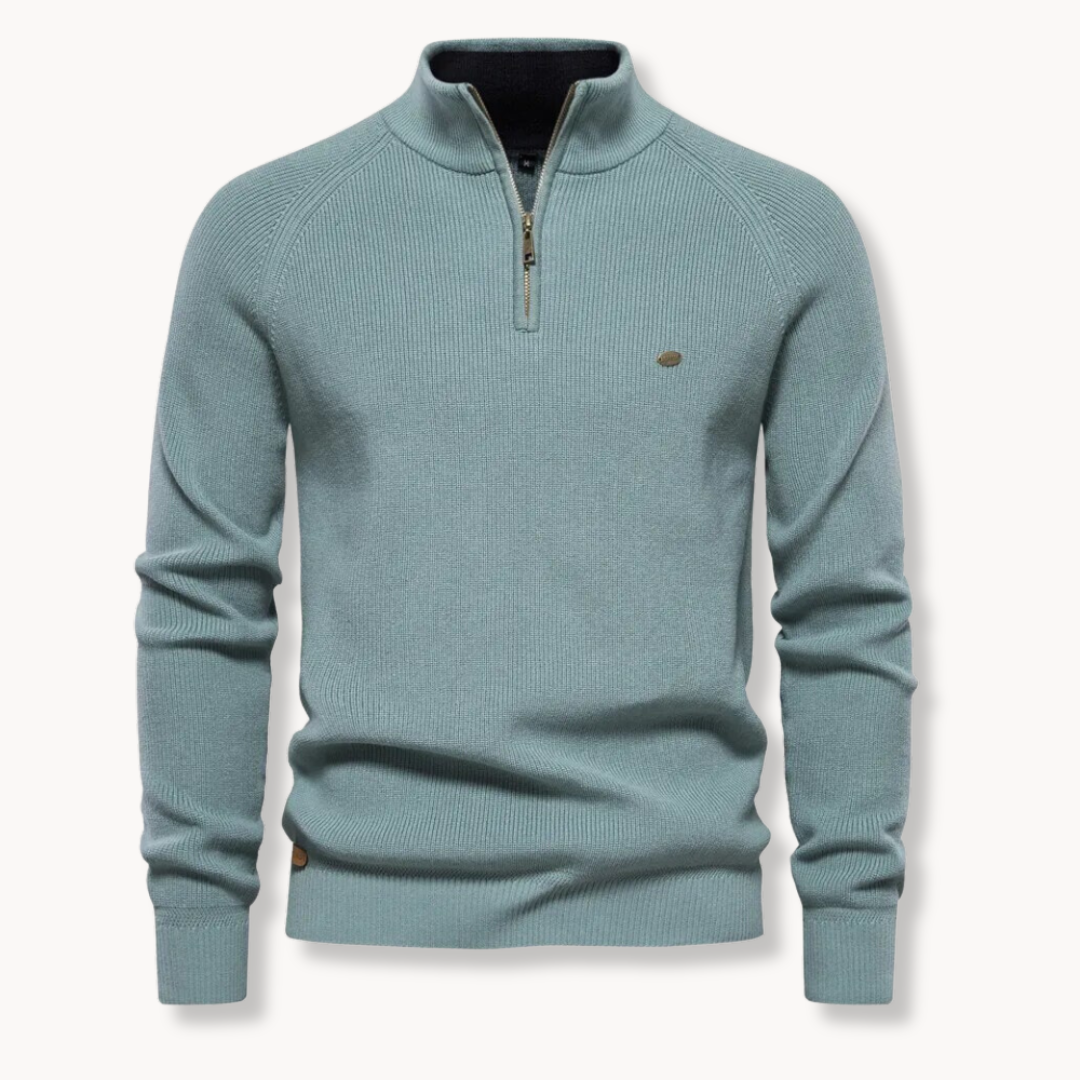 Cedro | Knit Sweater with Stand-up Collar and Zip