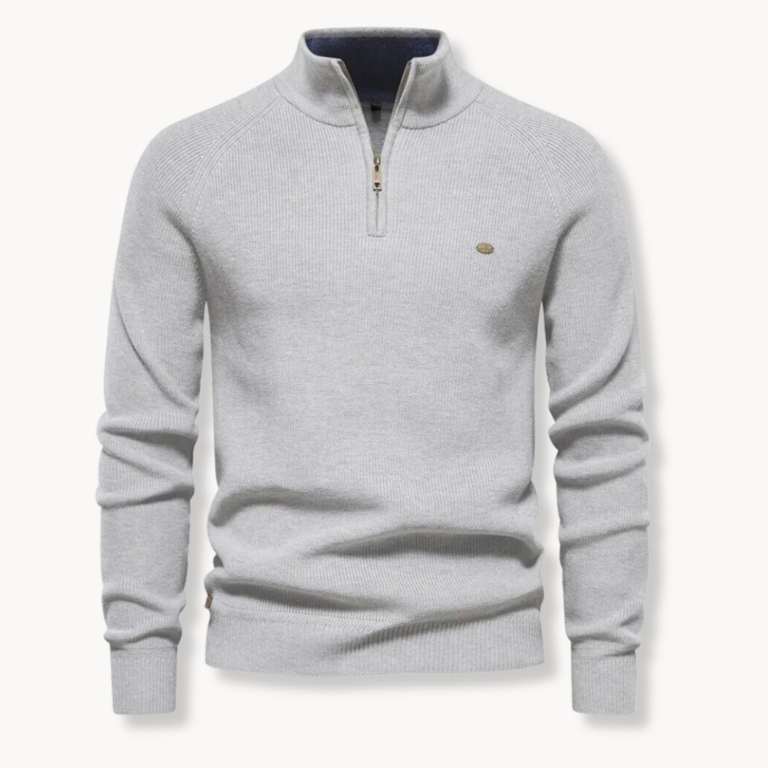 Cedro | Knit Sweater with Stand-up Collar and Zip