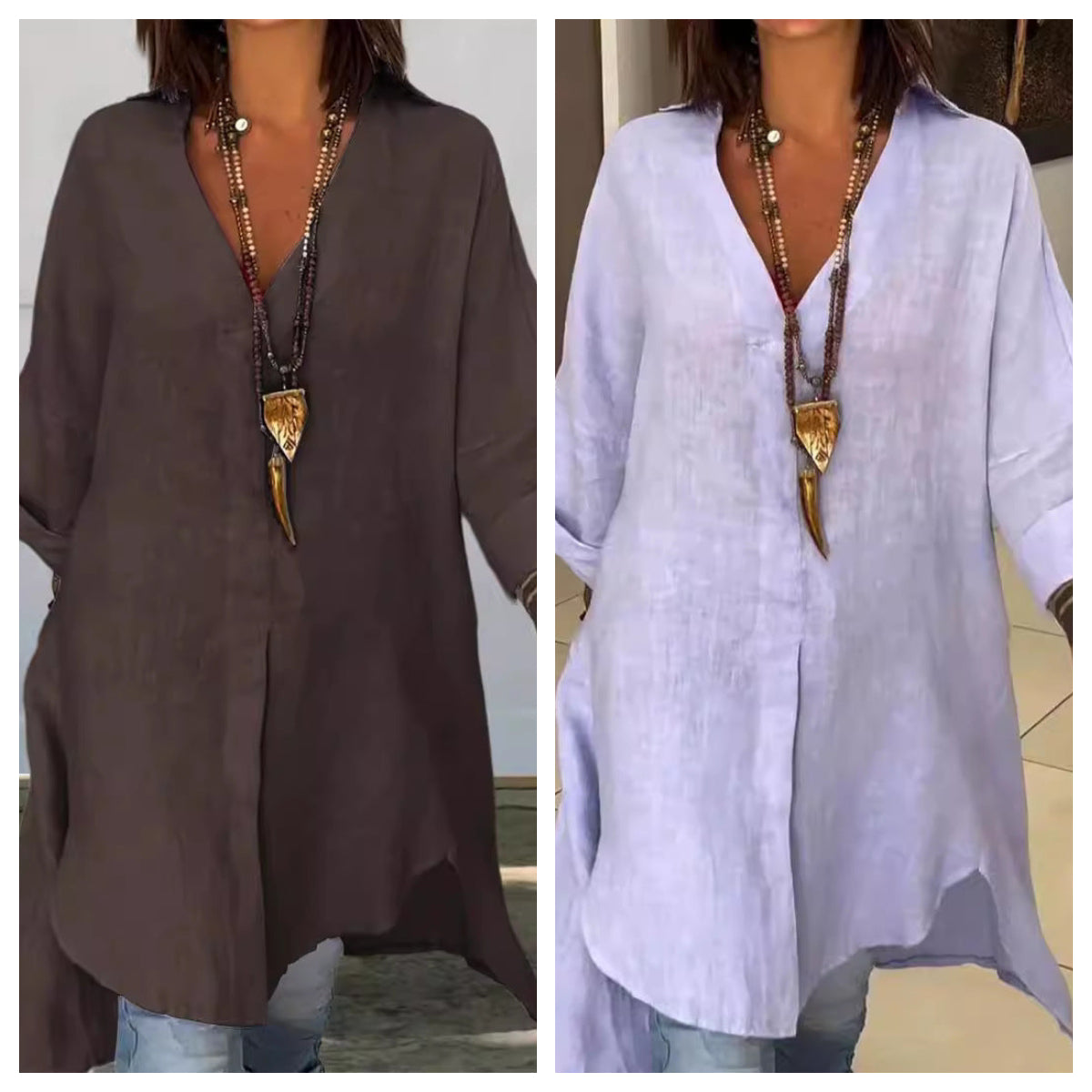 White Long Shirt in Oversized Look