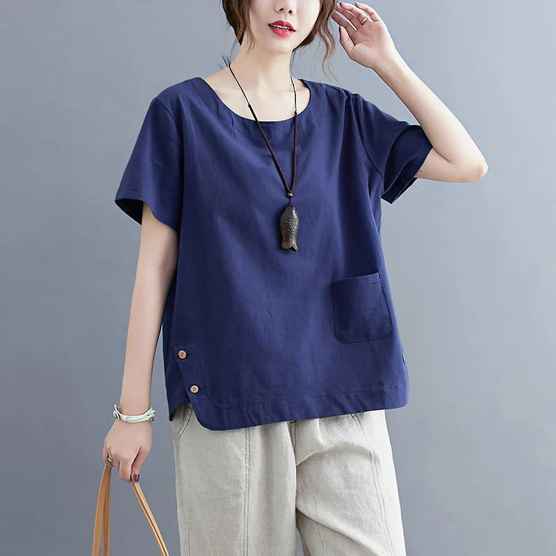 Iza | Vintage Cotton-Linen Top