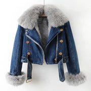 Phylicia | Elegant Denim Jacket with Faux Fur Collar