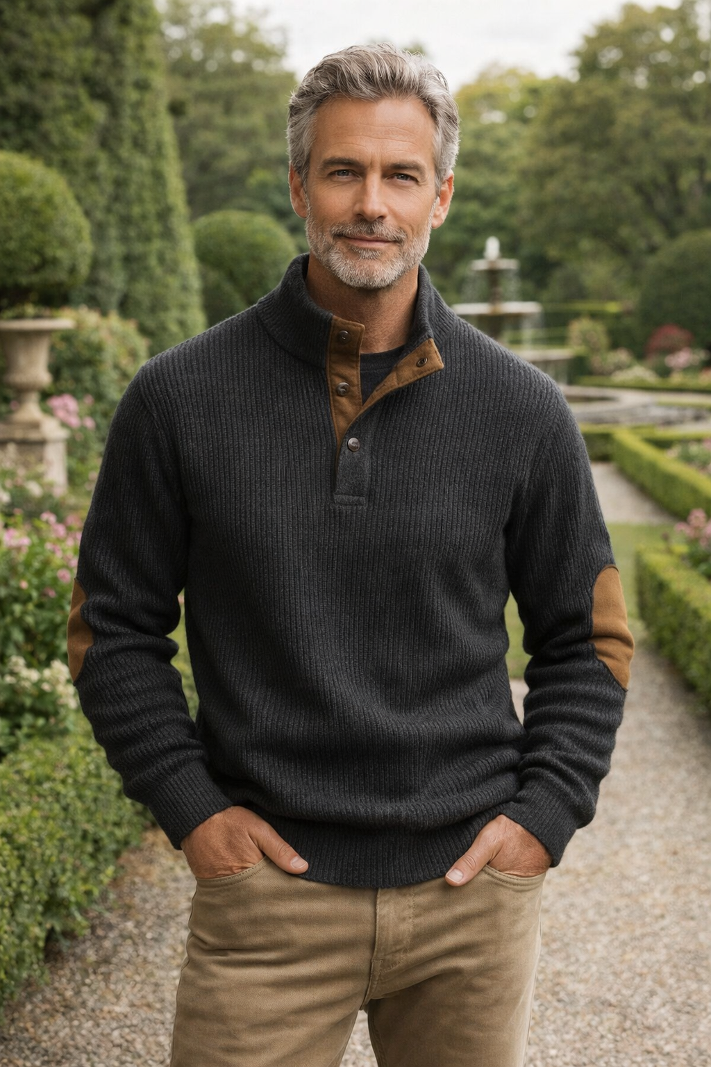 Raziel | Casual Long Sleeve Knit Shirt with Stand-Up Collar