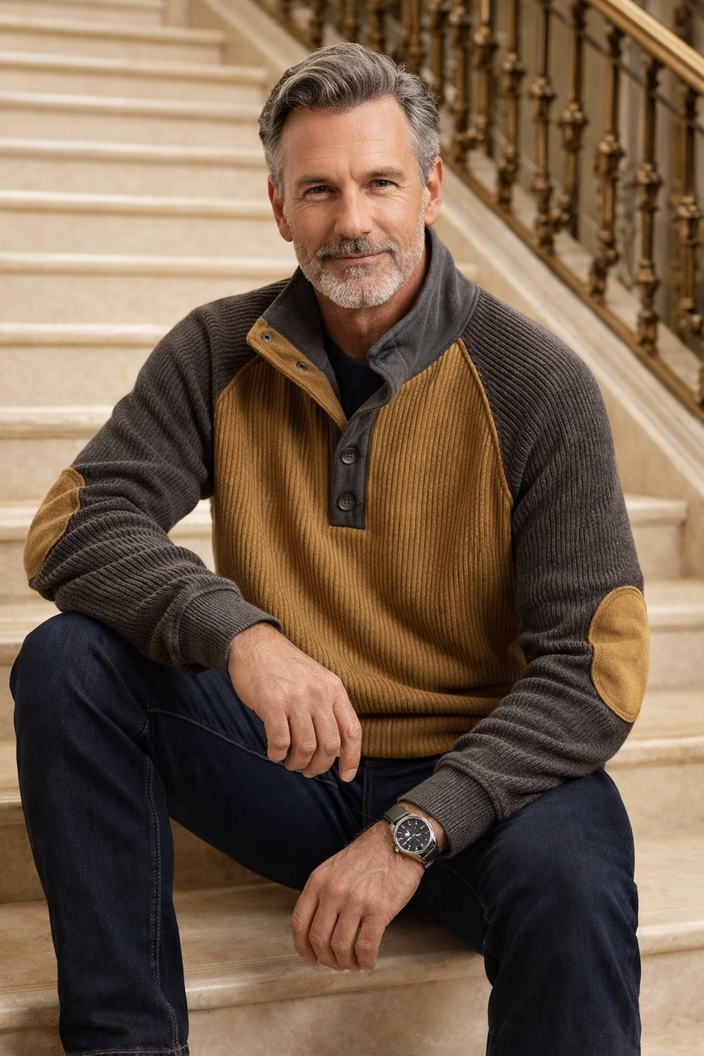 Raziel | Casual Long Sleeve Knit Shirt with Stand-Up Collar