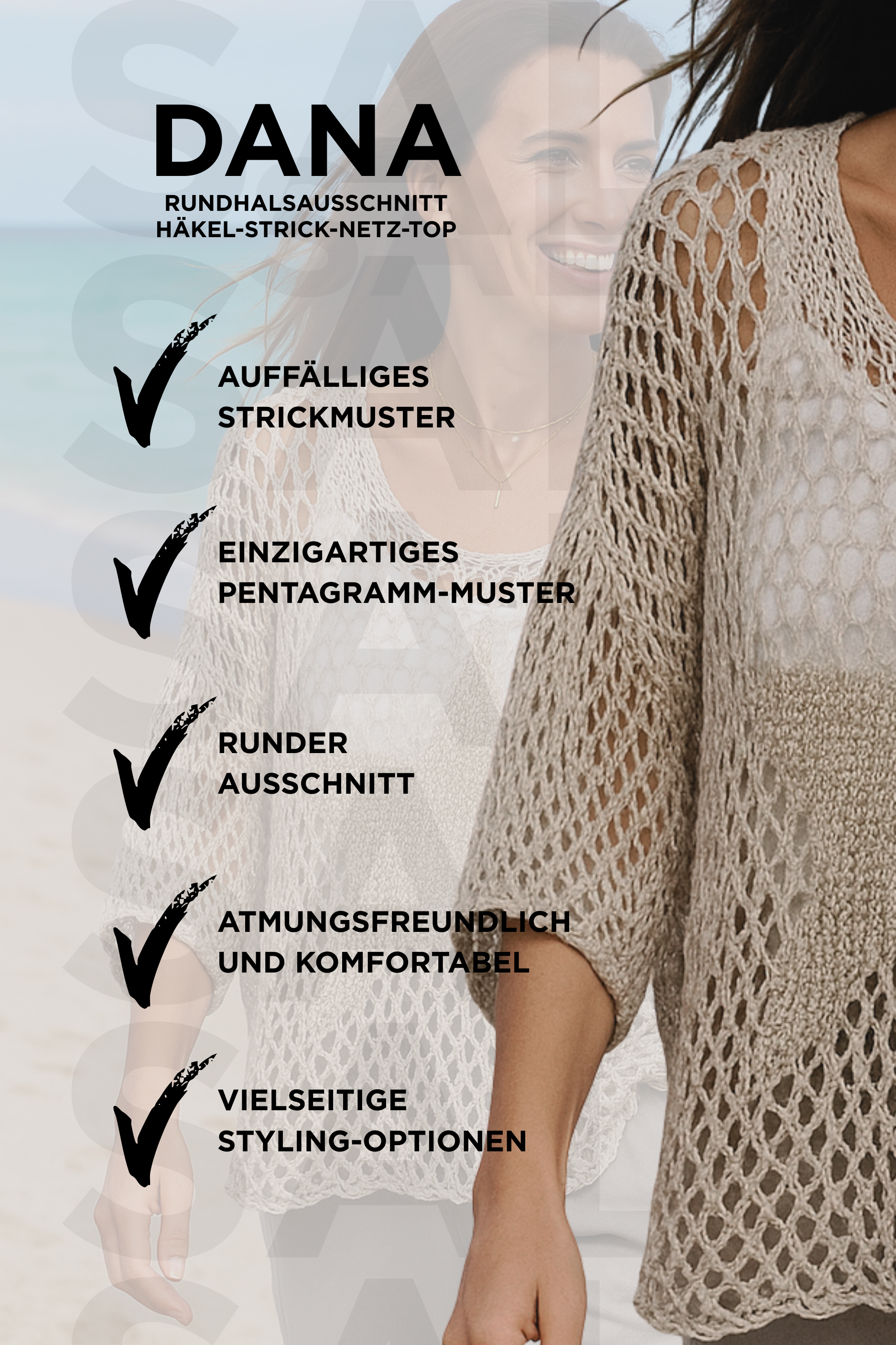 Dana | Round Neck Crochet Knit Mesh Top