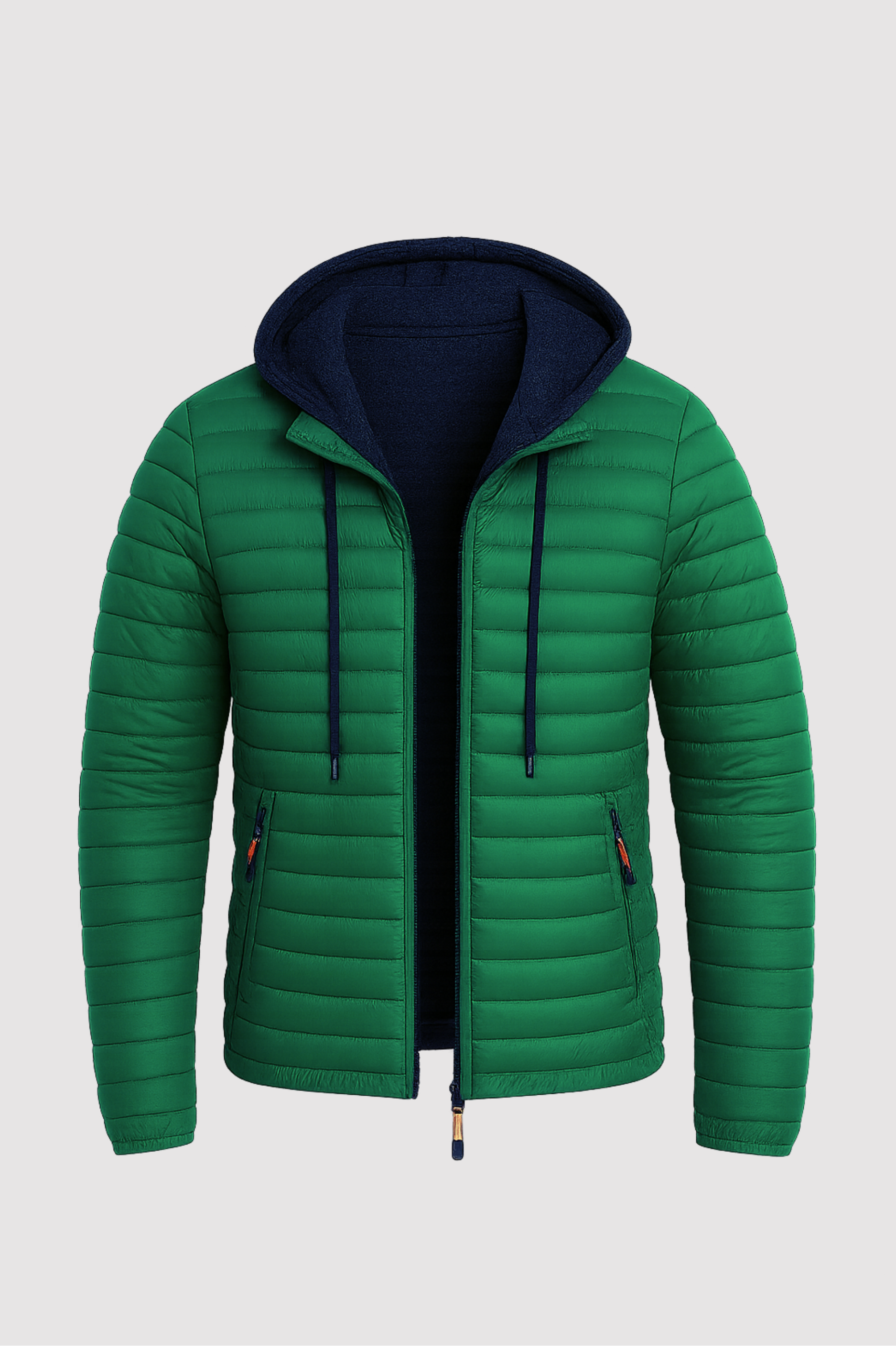 Dielmar - Quilted Hooded Jacket with Front Zipper