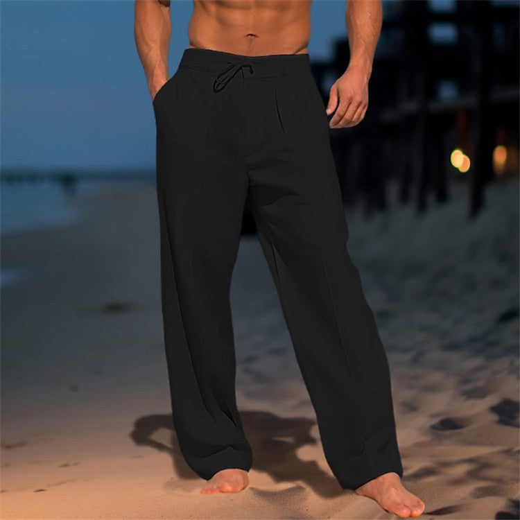 Luca | Men's Linen Pants with Drawstring and Pleated Front