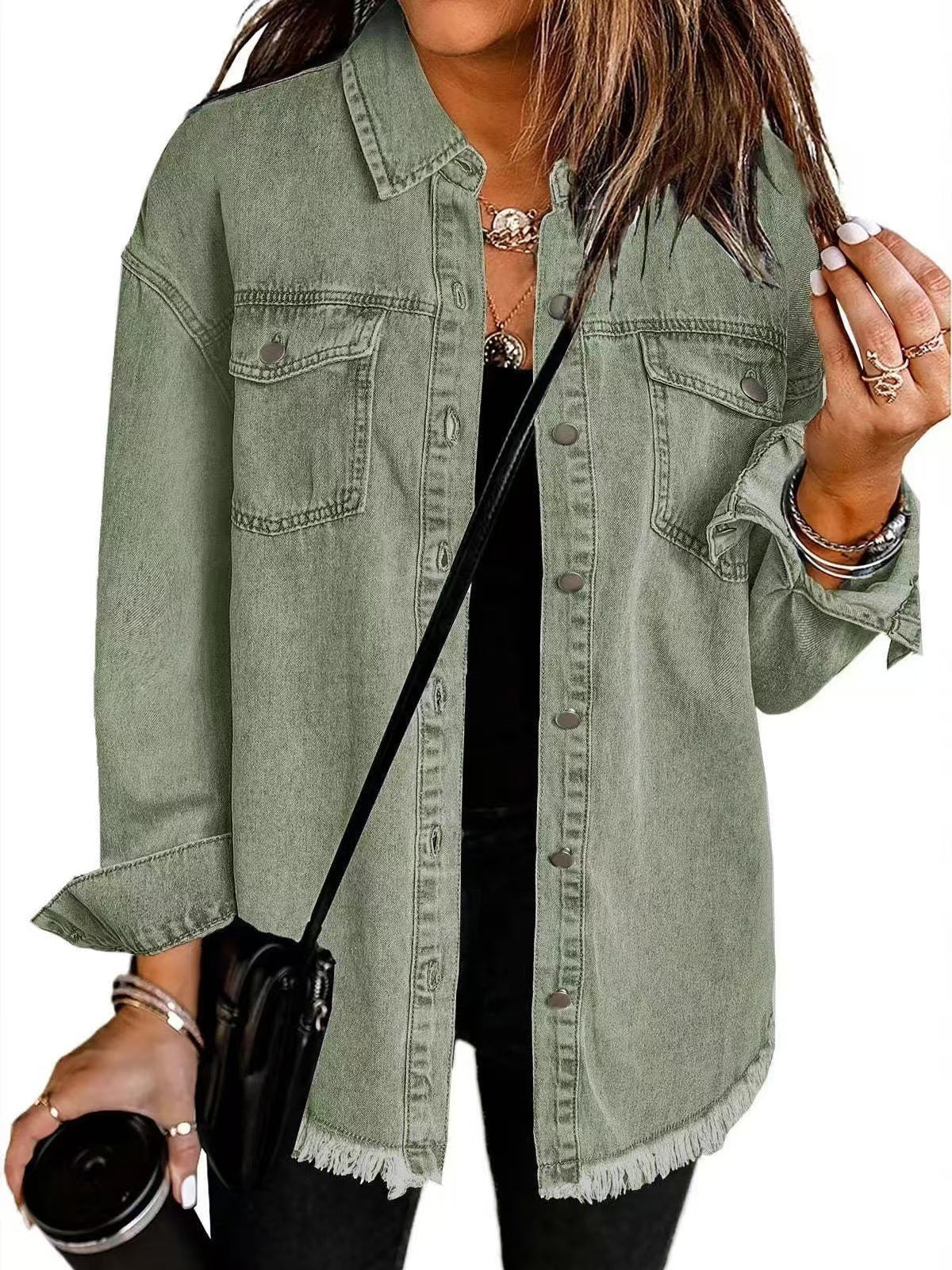 Jolien – Long Sleeve Denim Jacket with Pockets