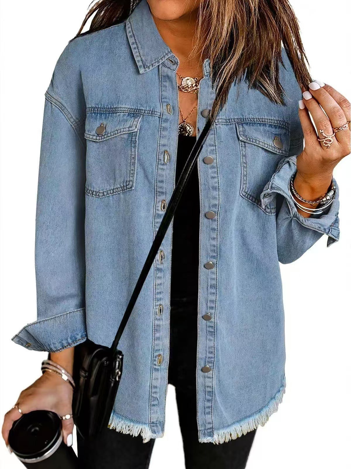 Jolien – Long Sleeve Denim Jacket with Pockets