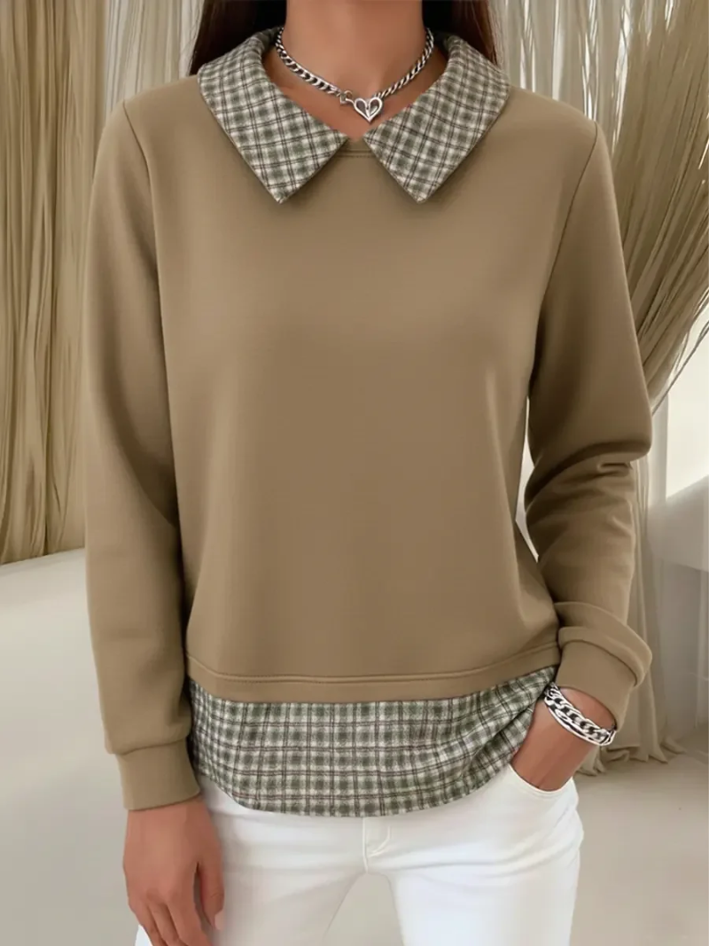 Maura | Sweater with Checked Collar Detail