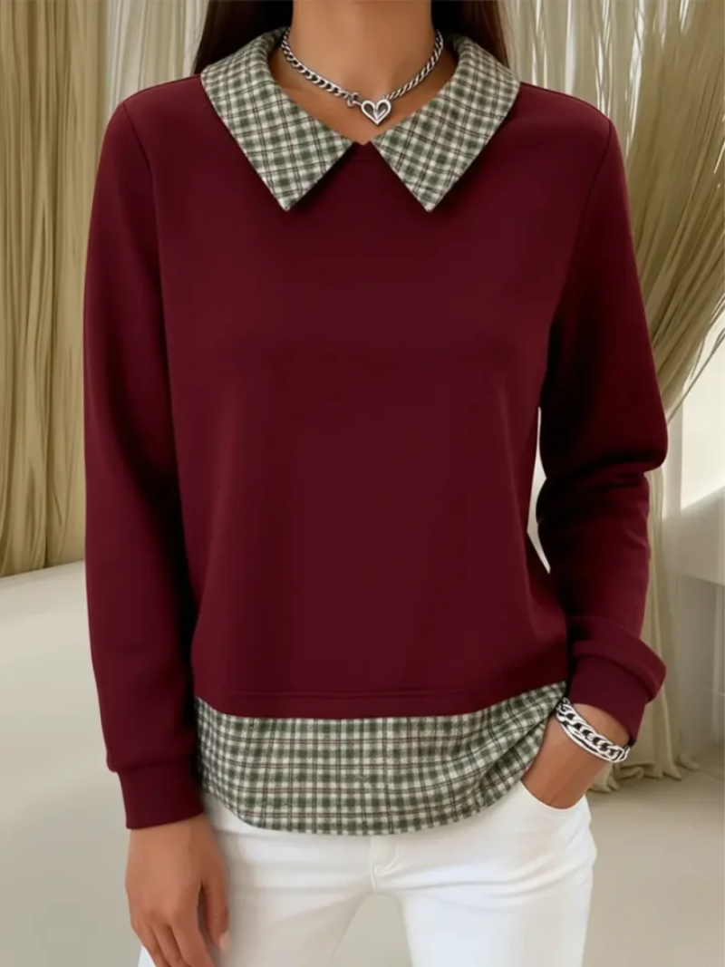 Maura | Sweater with Checked Collar Detail