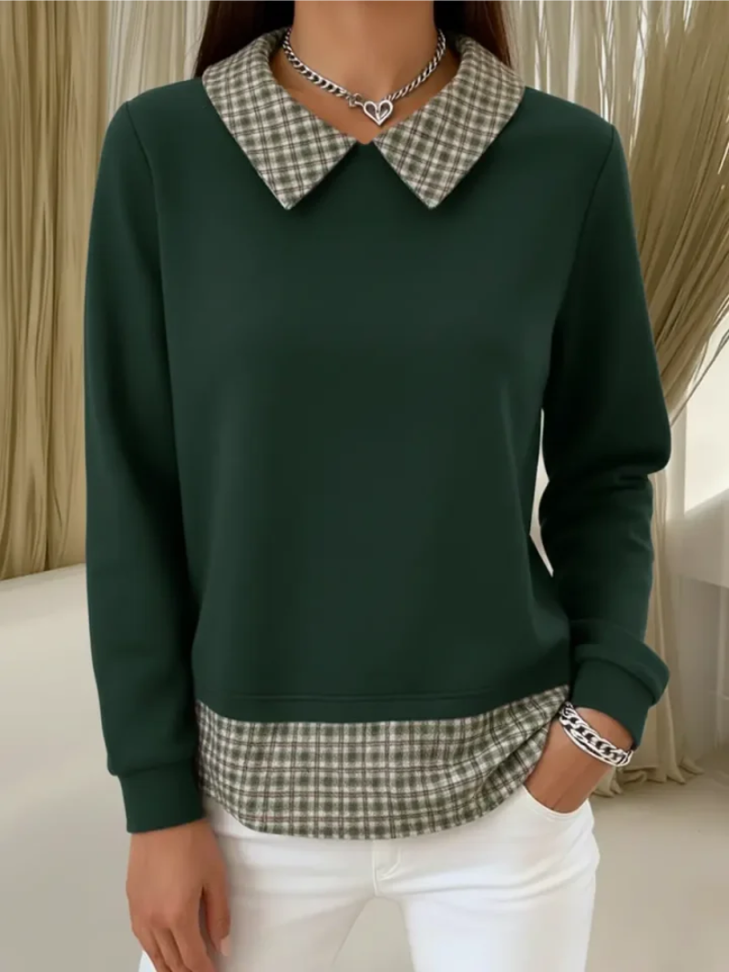 Maura | Sweater with Checked Collar Detail