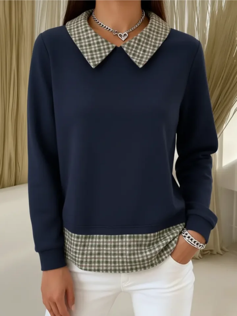 Maura | Sweater with Checked Collar Detail