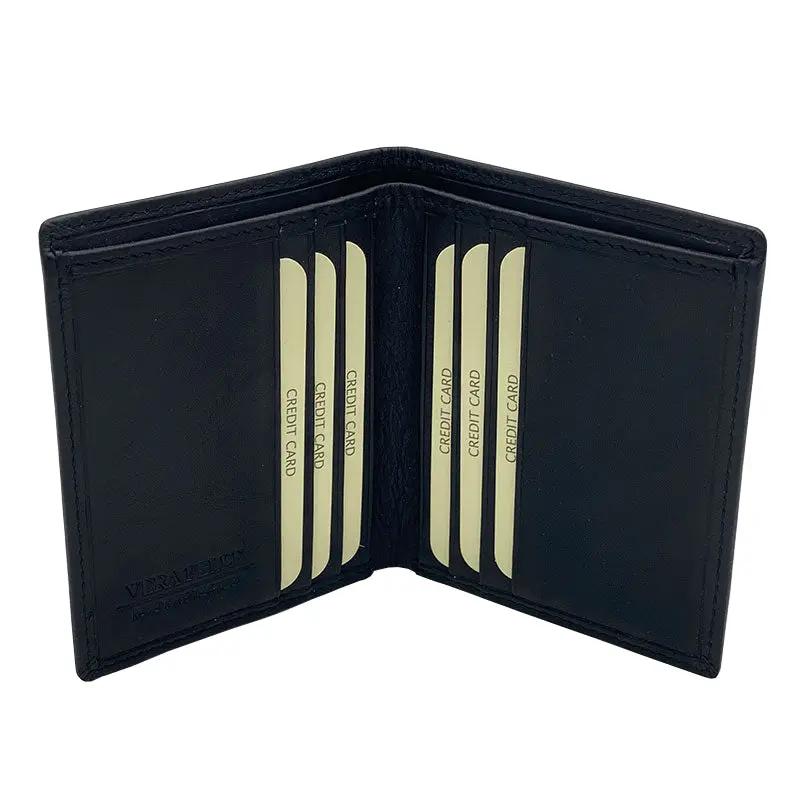 Small Vertical Wallet Made of Black Nappa Leather 8103