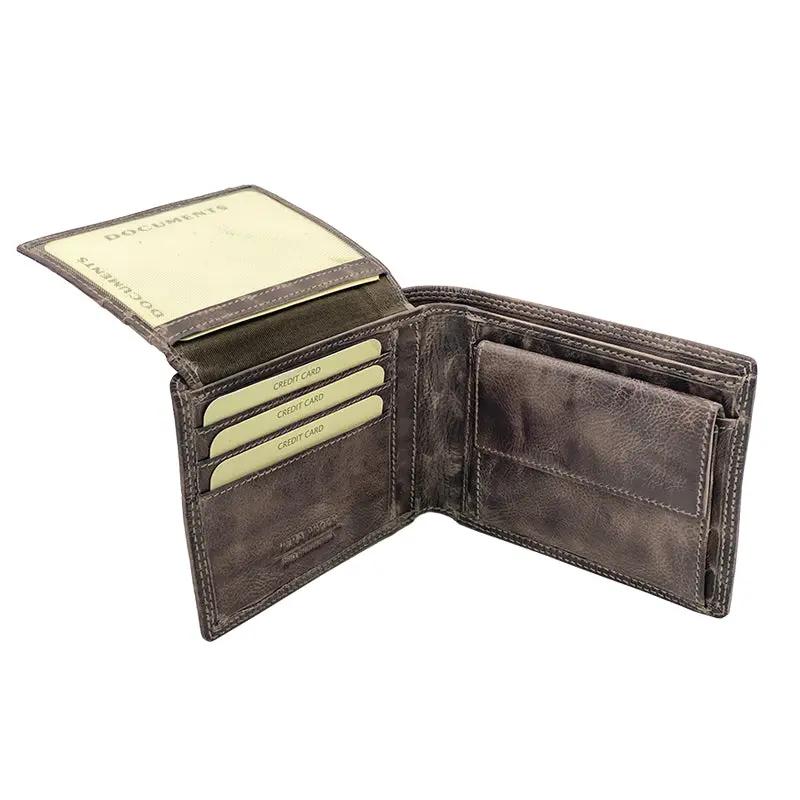Wallet with Coin Pocket and Flap in Stone Wax, Classic Size