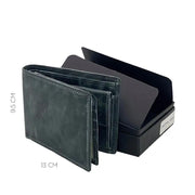 Hazz Gray Stone Wax Classic Wallet with Coin Pocket