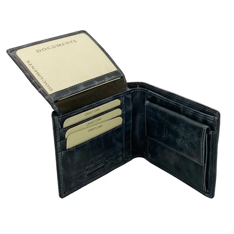 Hazz Gray Stone Wax Classic Wallet with Coin Pocket