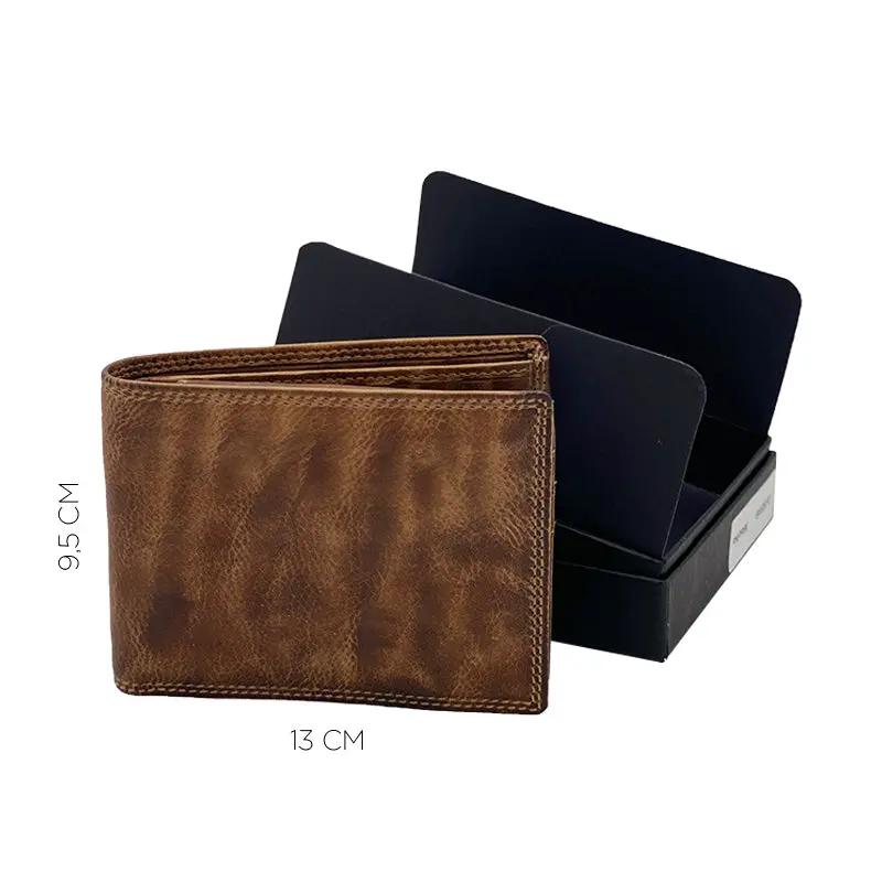 Mocha Stone Wax Wallet with Coin Pocket and Flap, Classic Size