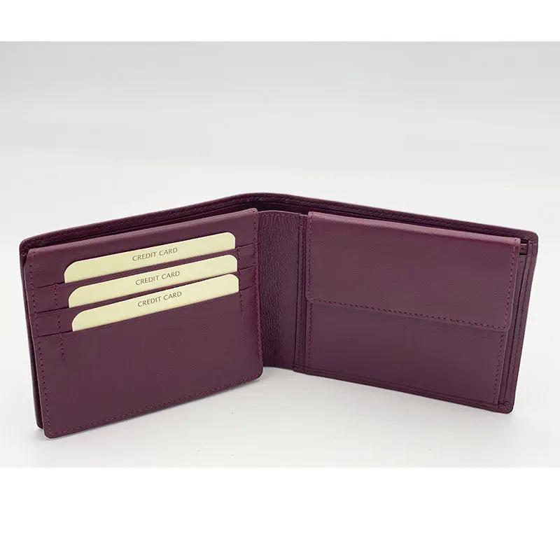 Classic Bordeaux Nappa Leather Wallet with Coin Pocket and Flap