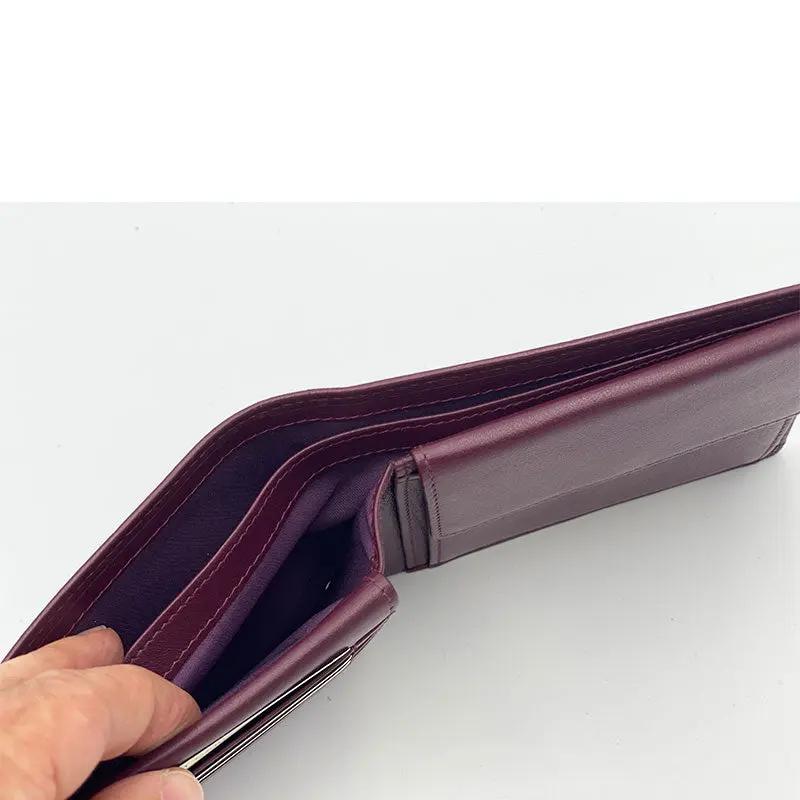 Classic Bordeaux Nappa Leather Wallet with Coin Pocket and Flap