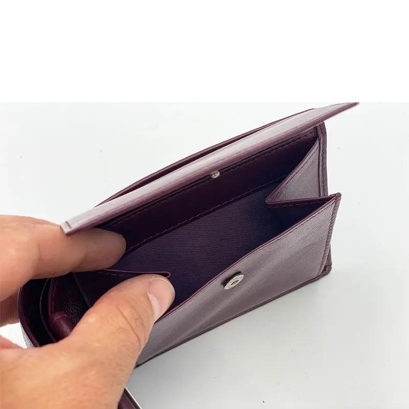 Classic Bordeaux Nappa Leather Wallet with Coin Pocket and Flap