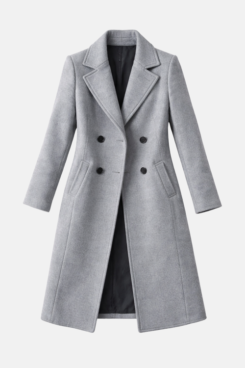 Barbara | Classic Wool Coat with Double Breasted Button Placket