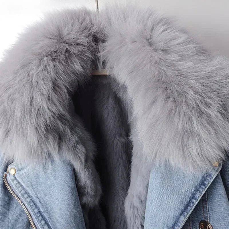 Phylicia | Elegant Denim Jacket with Faux Fur Collar