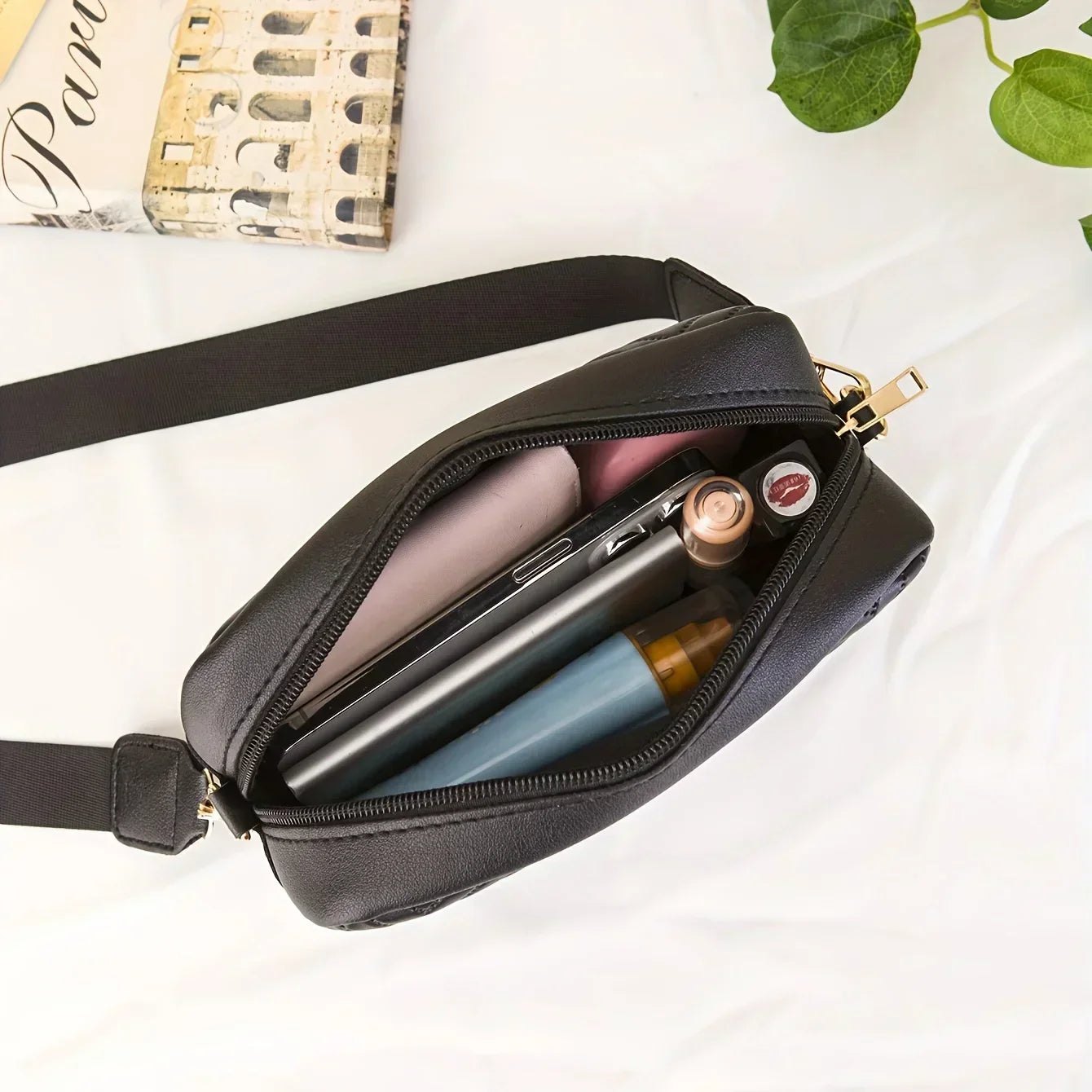Padded Minimalist Crossbody Bag – Stylish PU with Phone Pocket
