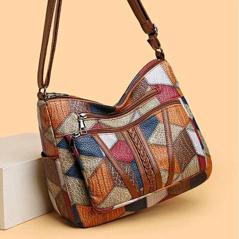 Solara – Elegant Leather Handbag in Mosaic Design
