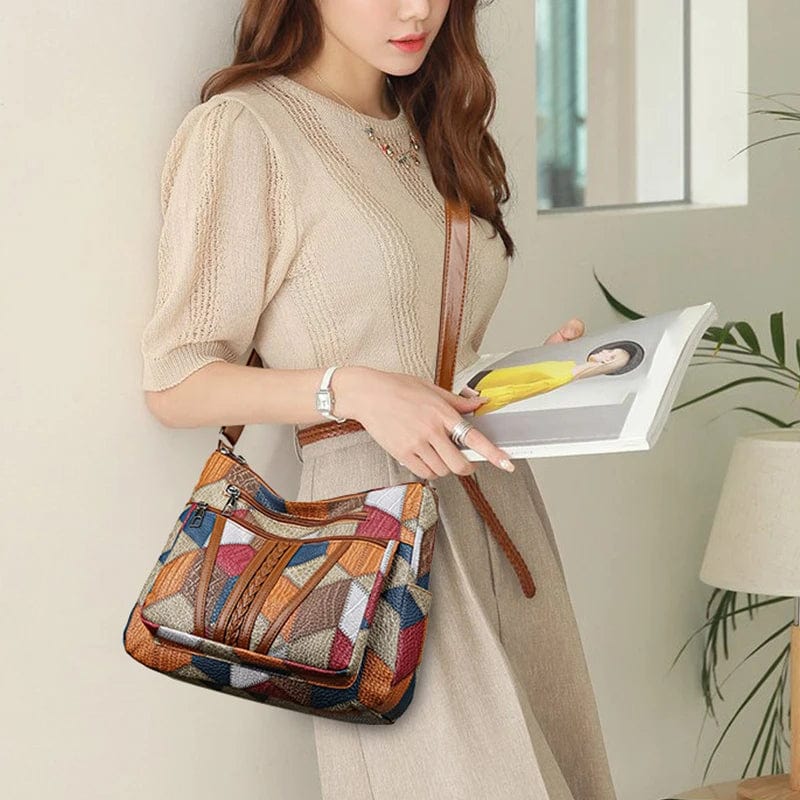 Solara – Elegant Leather Handbag in Mosaic Design