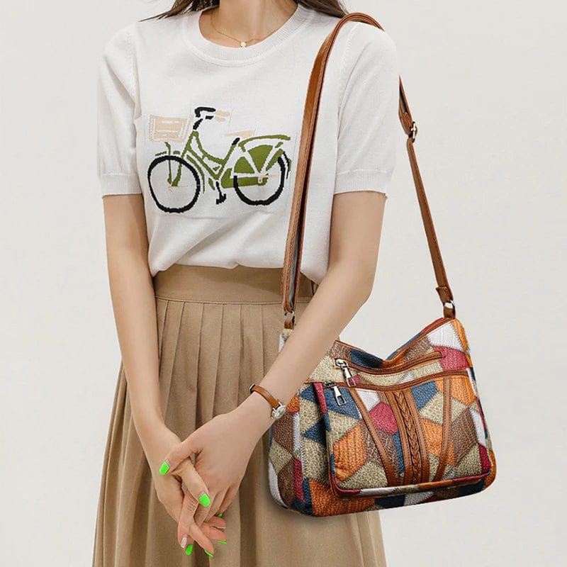 Solara – Elegant Leather Handbag in Mosaic Design