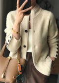 Women's Cardigan – Wool Blend, Button Design & Classic Comfort