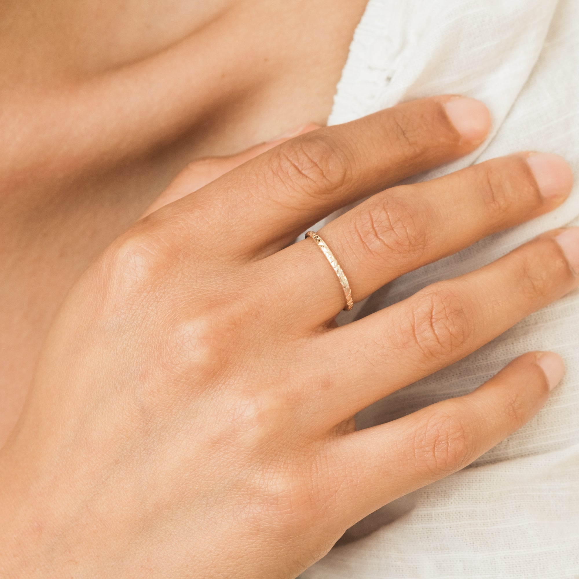 Thin Ring with Floral Pattern