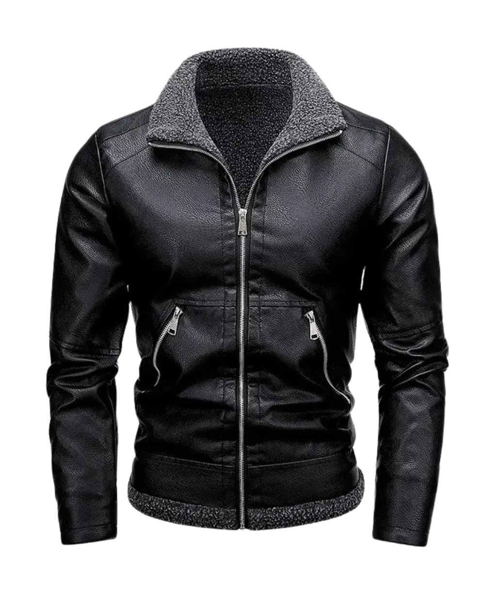 Elegant Fleece-Leather Jacket