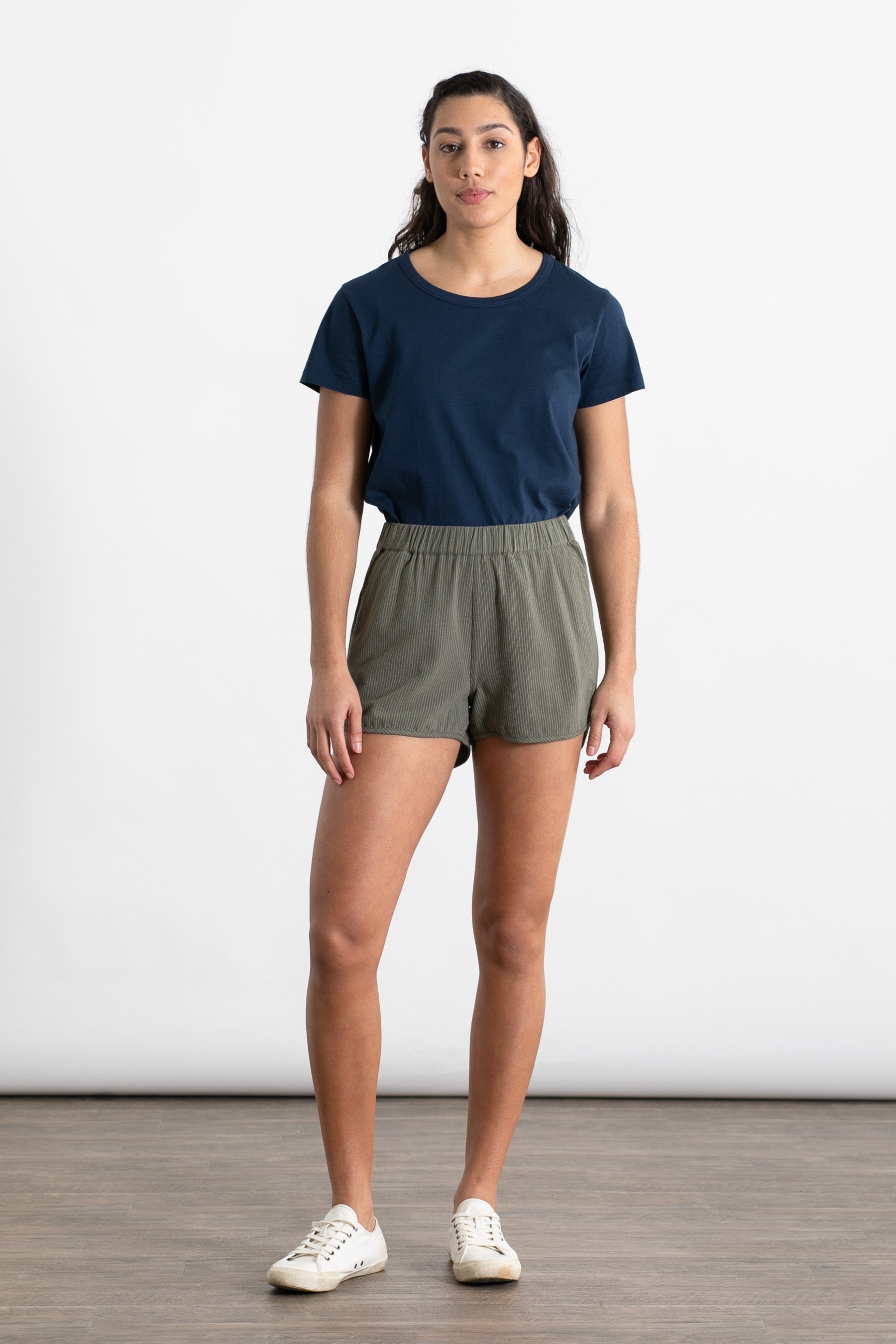 Luca Track Shorts / Olive with Stripes