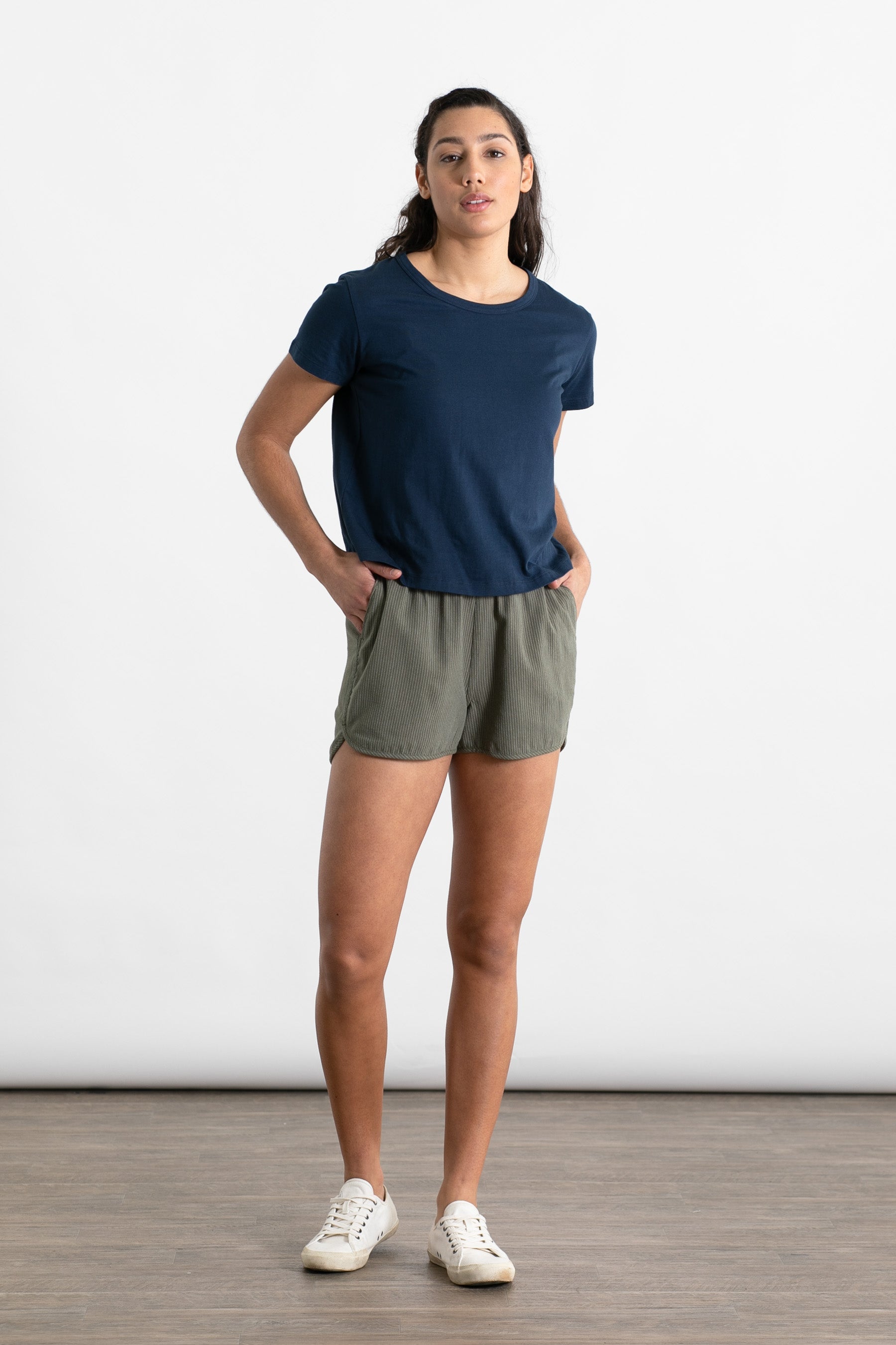 Luca Track Shorts / Olive with Stripes