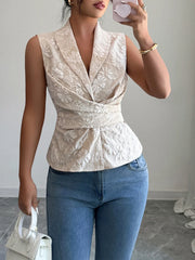 Karlie | Floral Ruffle Top without Sleeves