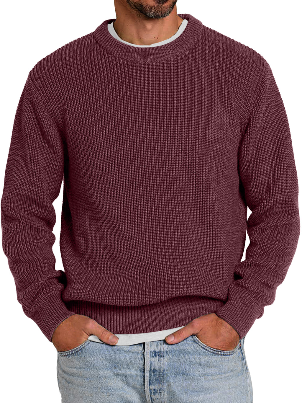 Oliener | Men's Casual Round Neck Solid Color Comfortable Knitted Sweater