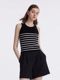Tank top made of fabric with acetate and cotton stripes